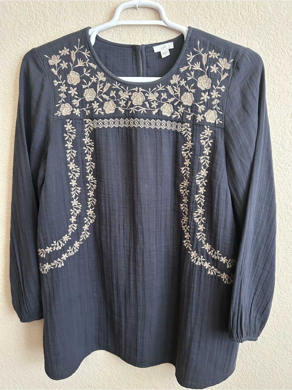 J. Jill Embroidered Double Cloth Long Sleeve Tunic - Picture 2 of 8